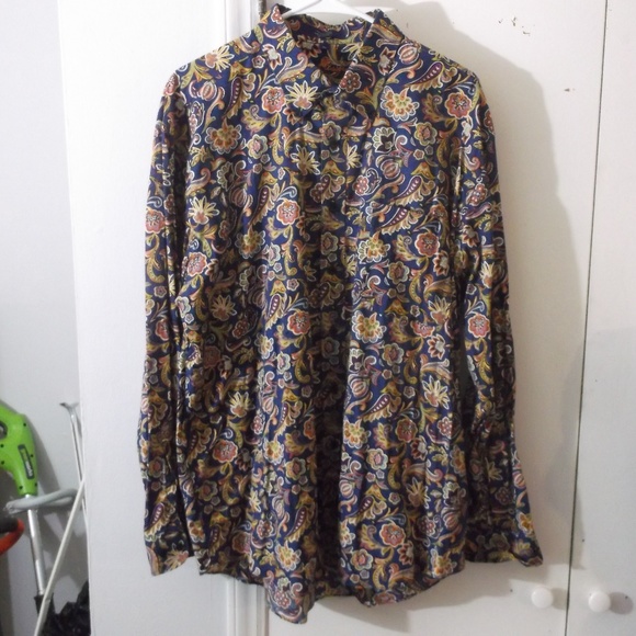 Alan Flusser Other - Alan Flusser Blue Floral Paisley Dress Shirt XL